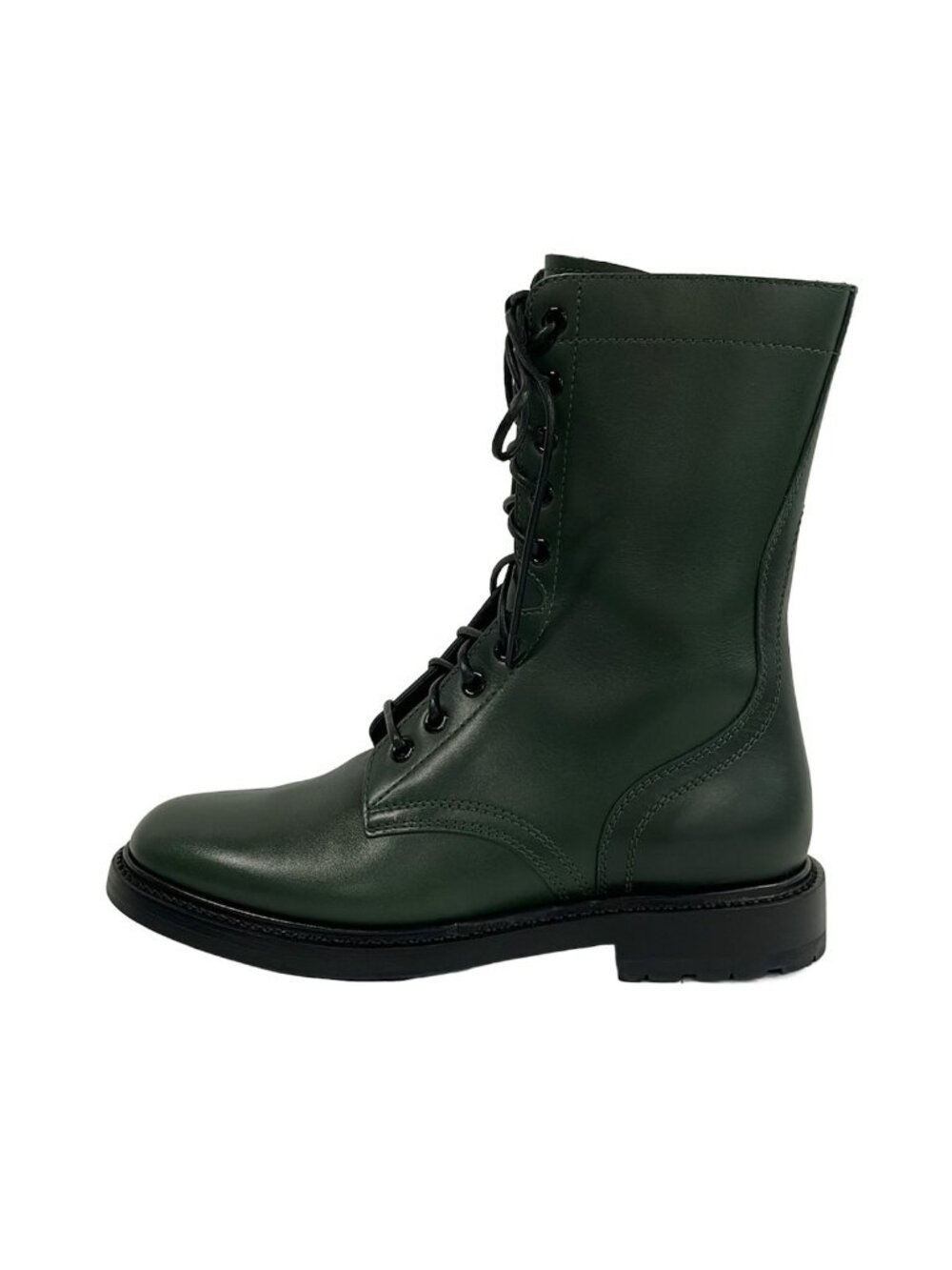 Celine Short Boots Dark Green Leather